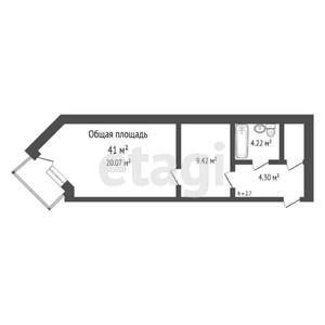 1-к квартира, вторичка, 41м2, 7/14 этаж