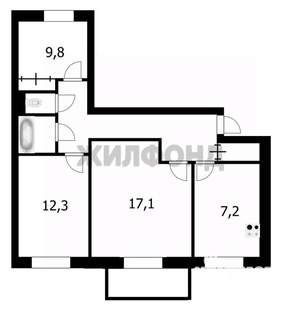 3-к квартира, вторичка, 67м2, 2/10 этаж
