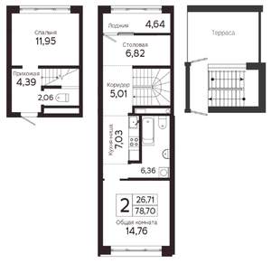 2-к квартира, вторичка, 79м2, 5/23 этаж