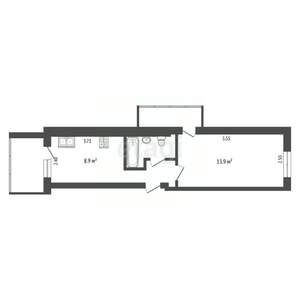 1-к квартира, вторичка, 30м2, 4/4 этаж