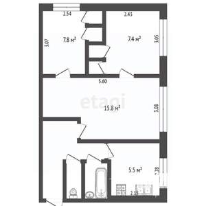 3-к квартира, вторичка, 47м2, 1/5 этаж