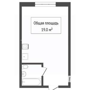 1-к квартира, вторичка, 19м2, 1/5 этаж