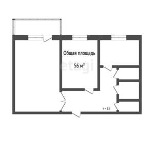 2-к квартира, вторичка, 56м2, 8/9 этаж